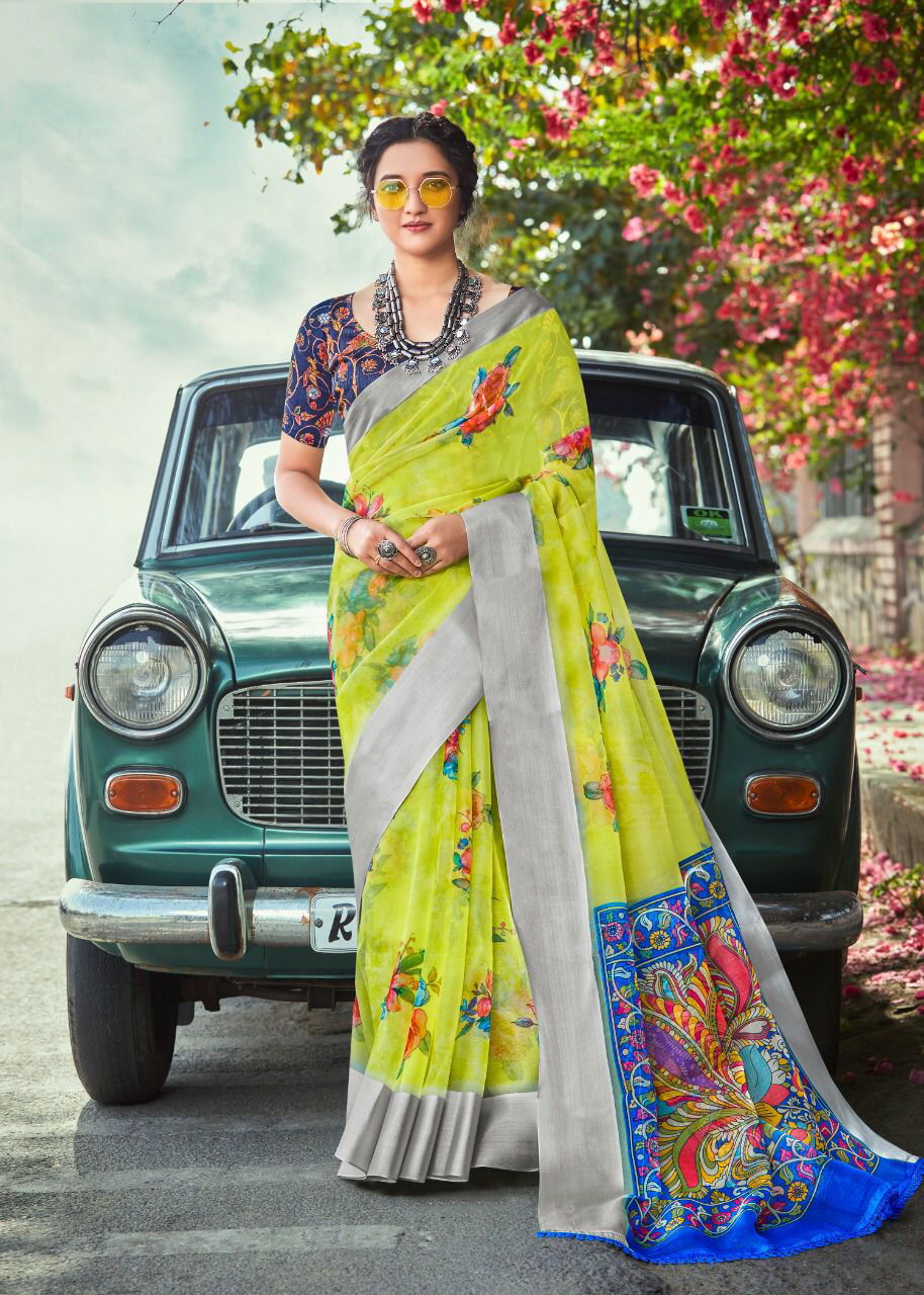 Sc White Lion Designer Printed Wholesale Party Wear Sarees
